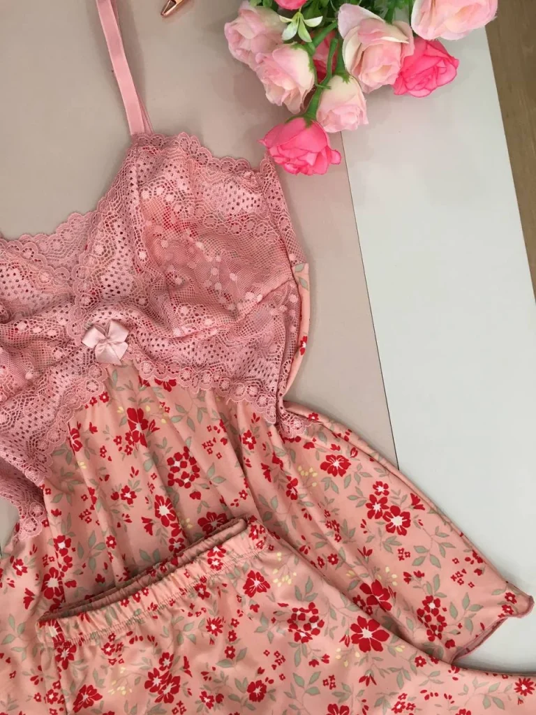 Printed Liganete and Lace Sleep Set · view 6