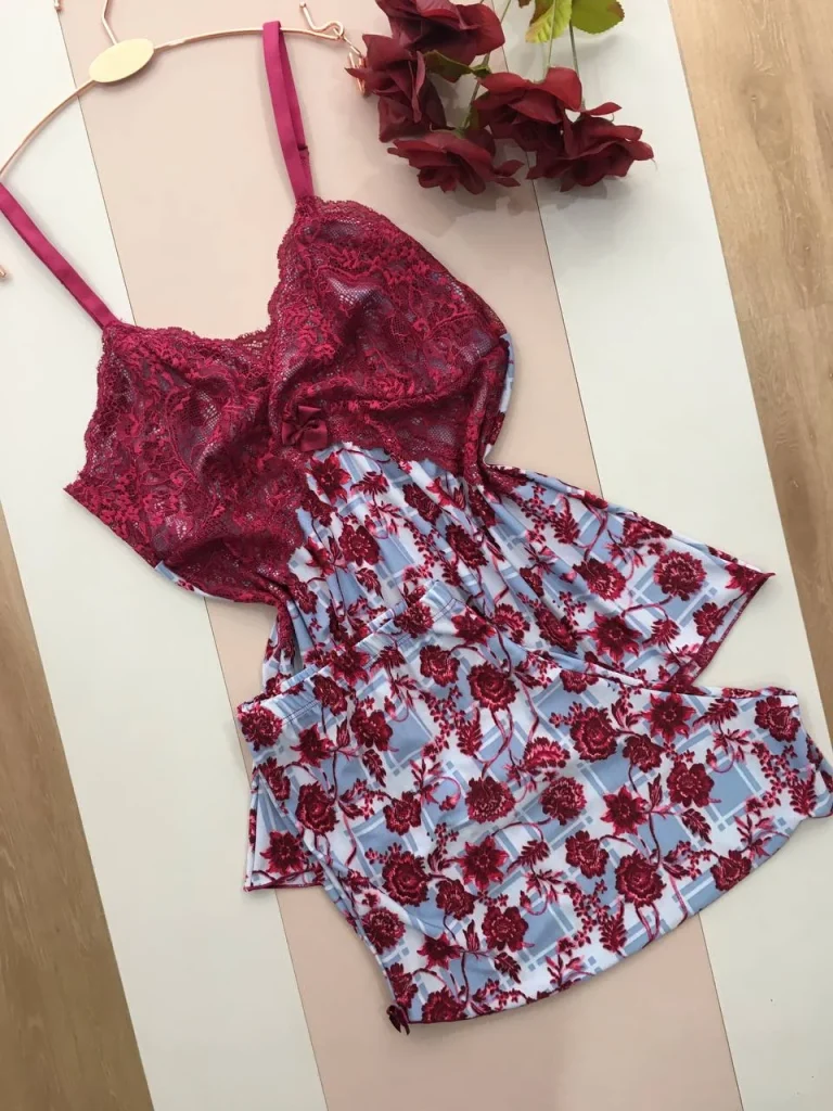 Printed Liganete and Lace Sleep Set · view 7