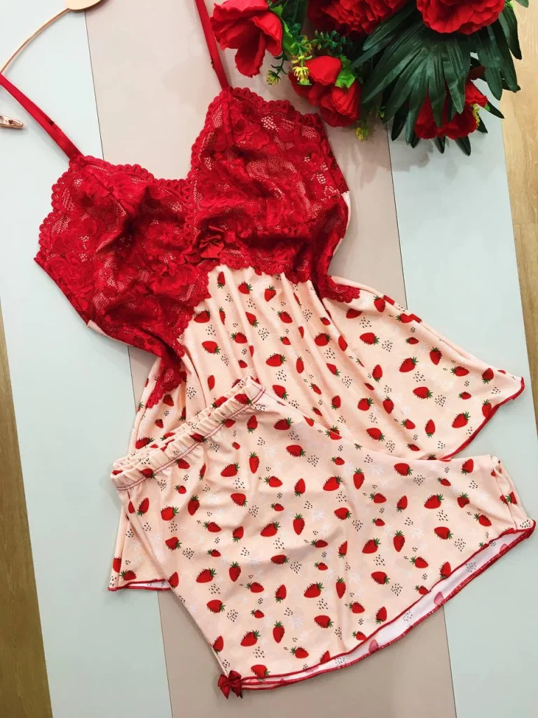 Printed Liganete and Lace Sleep Set · view 9