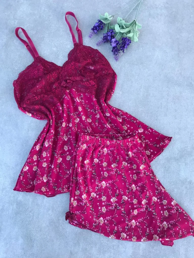 Printed Liganete and Lace Sleep Set · view 11