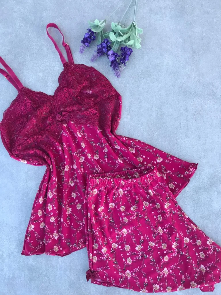 Printed Liganete and Lace Sleep Set · view 12