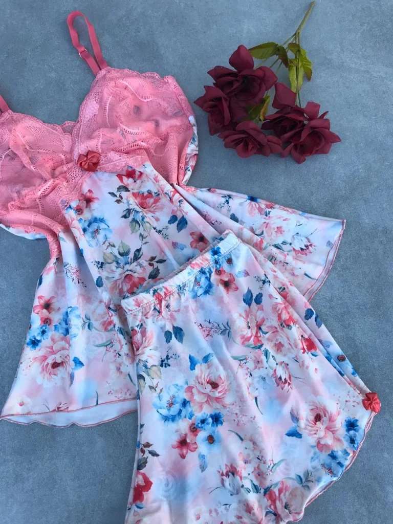 Printed Liganete and Lace Sleep Set · view 14