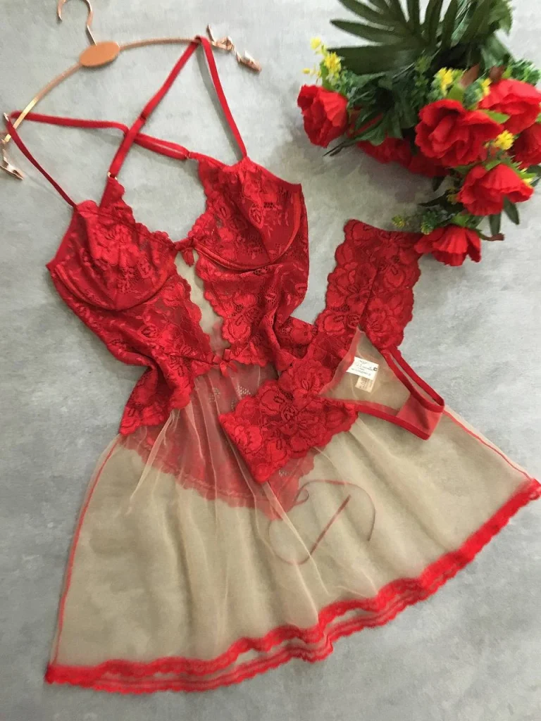 Underwired Tulle and Lace Chemise Set · view 3