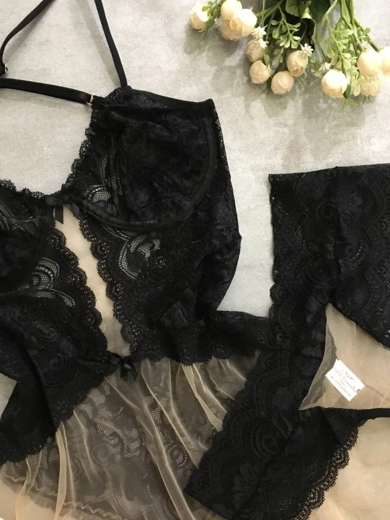 Underwired Tulle and Lace Chemise Set · view 6