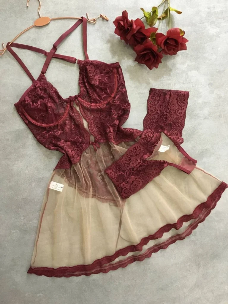 Underwired Tulle and Lace Chemise Set · view 7