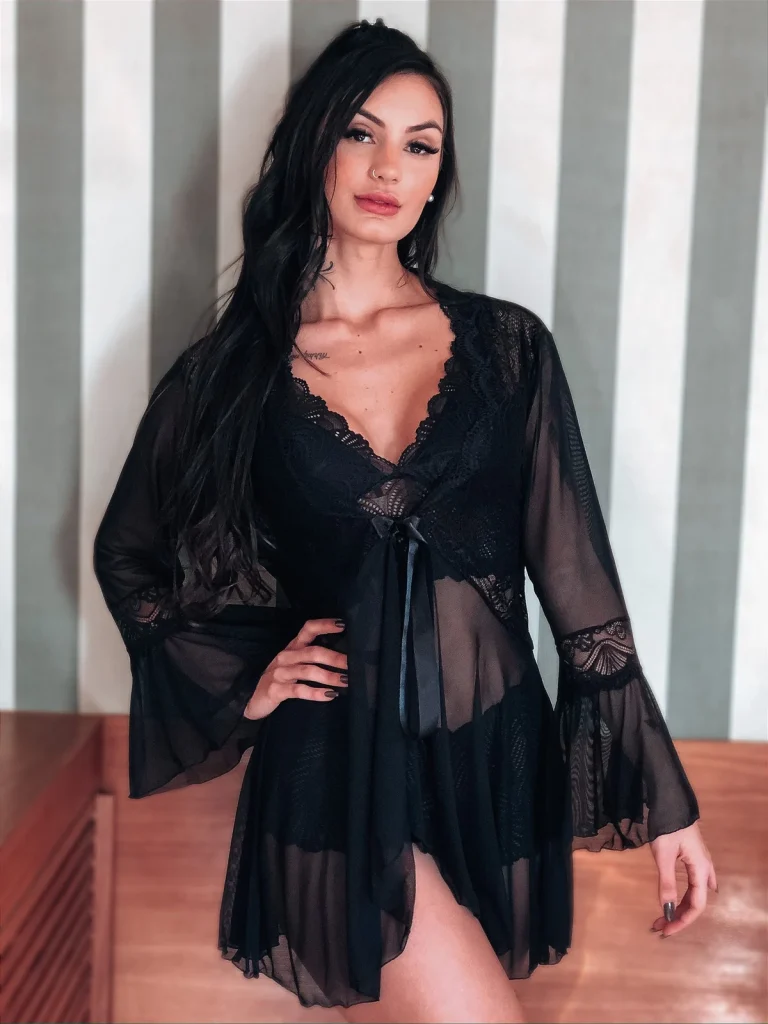 Tulle and Lace Tie Robe - view 1