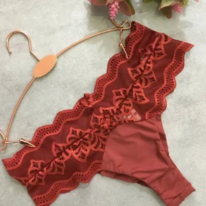 High-rise Microfibre and Lace Thong - view 1