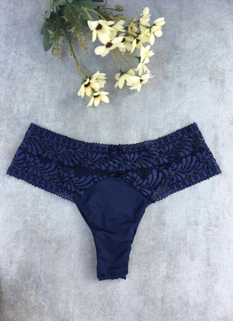 High-rise Microfibre and Lace Thong · view 3