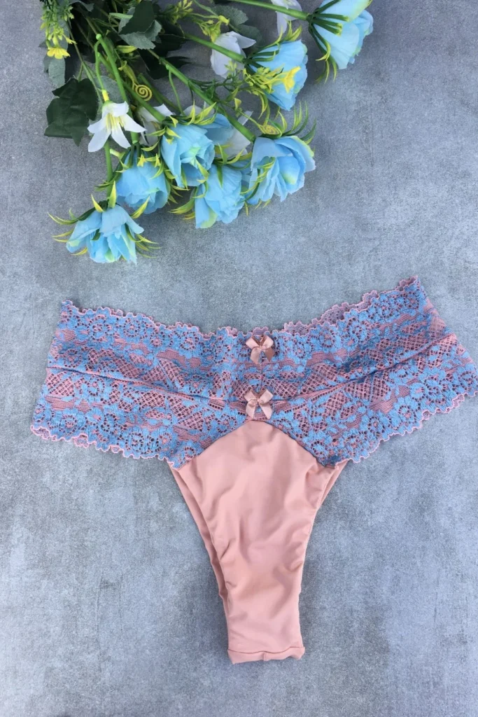 High-rise Microfibre and Lace Thong · view 5