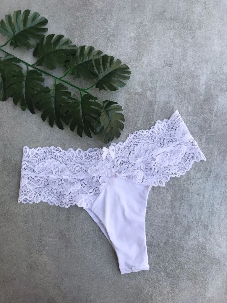High-rise Microfibre and Lace Thong · view 7