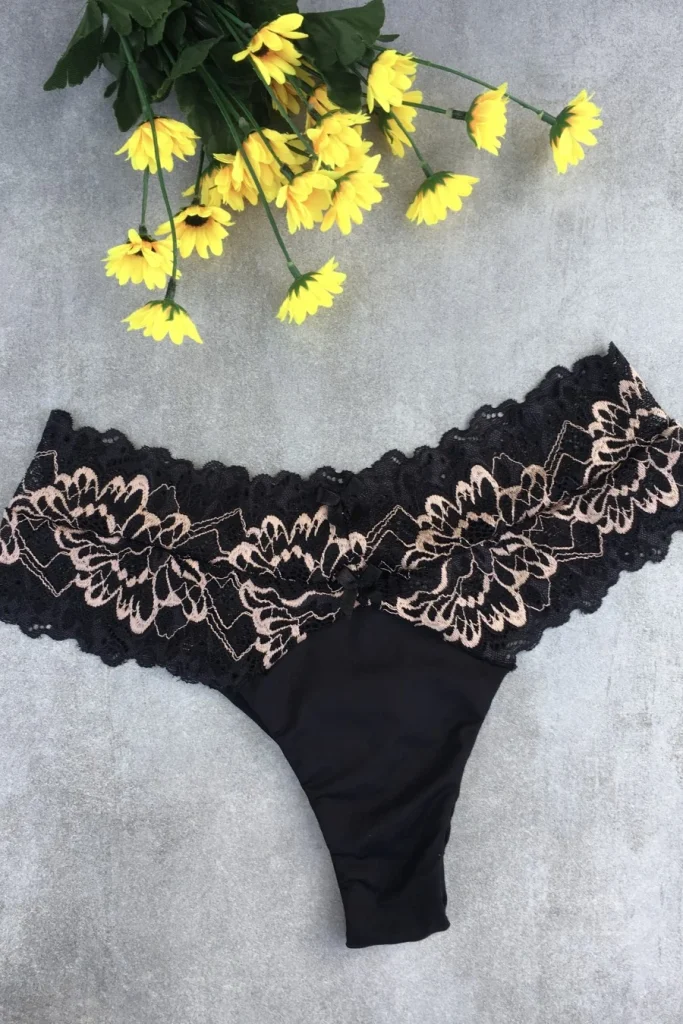 High-rise Microfibre and Lace Thong · view 8