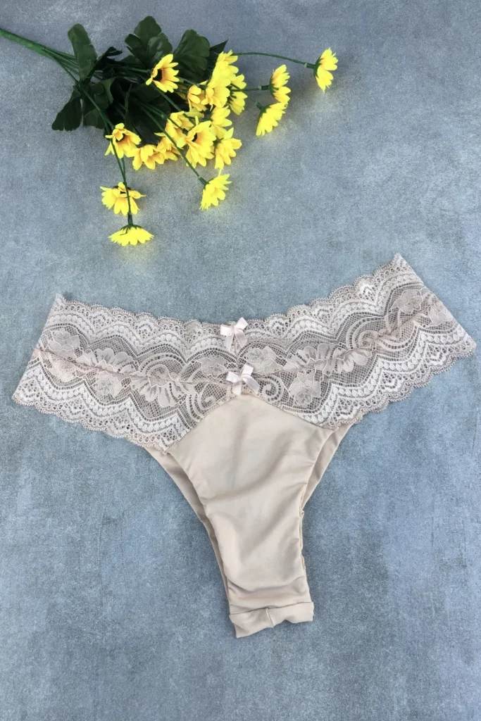 High-rise Microfibre and Lace Thong · view 10