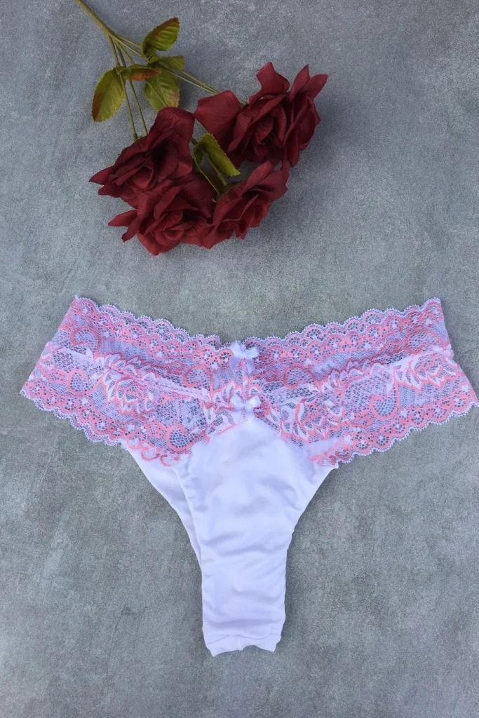 High-rise Microfibre and Lace Thong · view 12