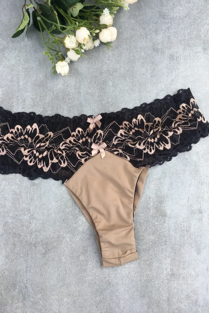 High-rise Microfibre and Lace Thong · view 13
