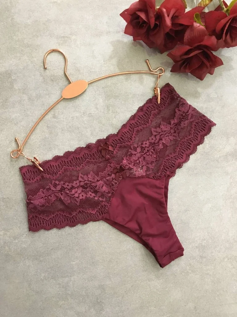 High-rise Microfibre and Lace Thong · view 17