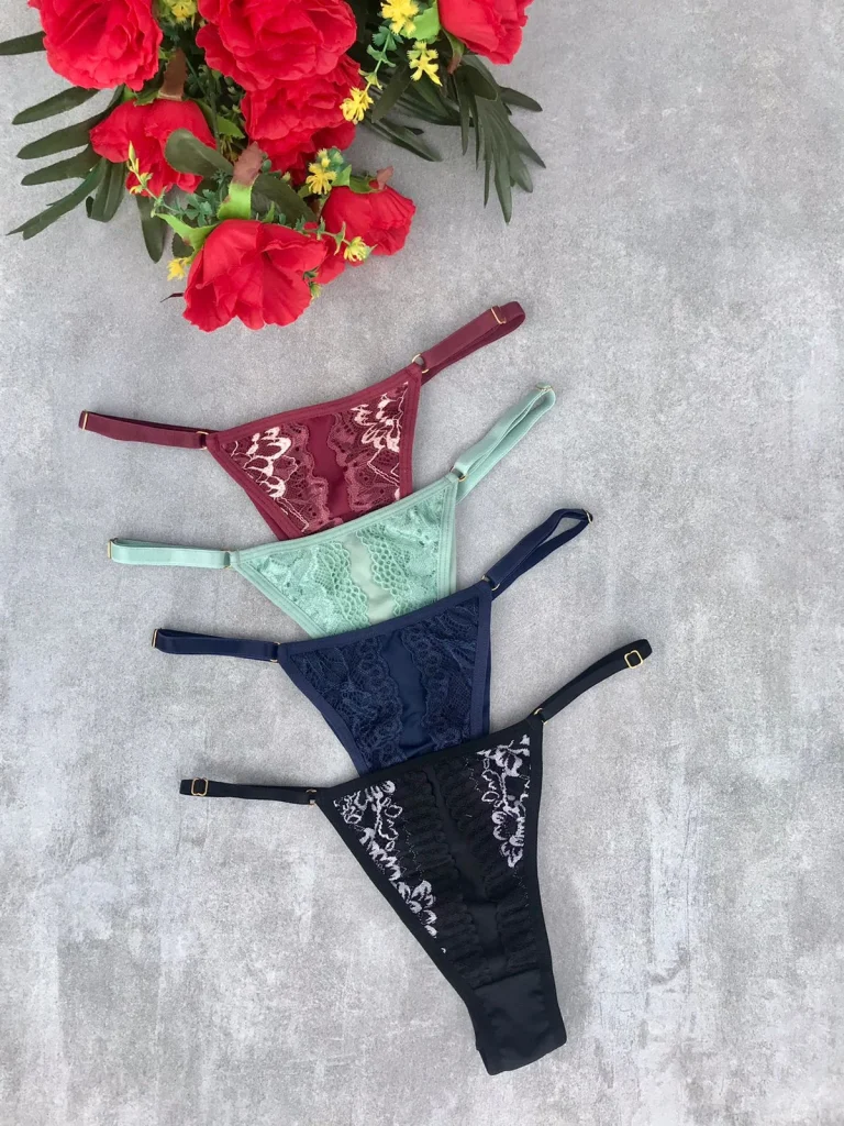 Adjustable Microfibre and Lace Thong · view 4
