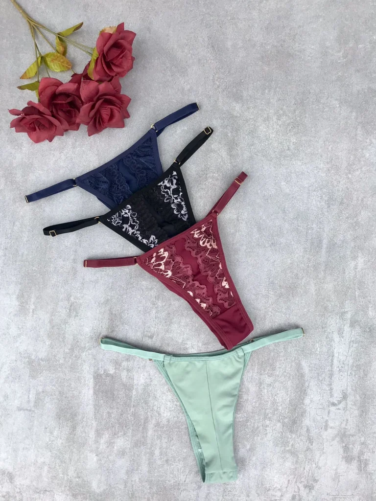 Adjustable Microfibre and Lace Thong · view 5