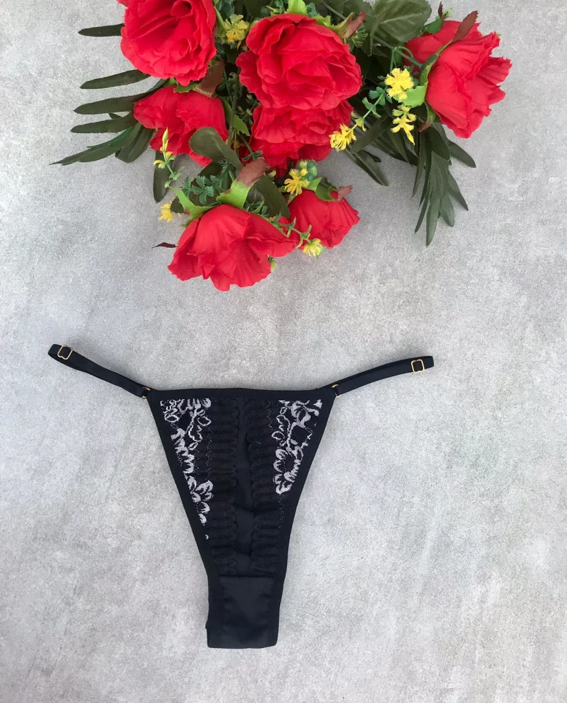 Adjustable Microfibre and Lace Thong · view 6