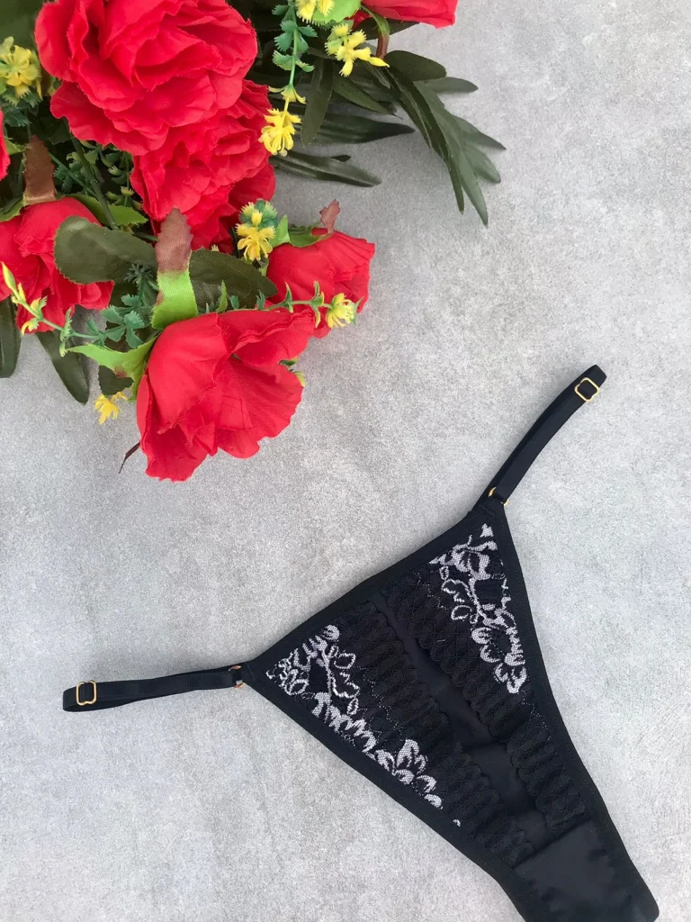 Adjustable Microfibre and Lace Thong · view 7