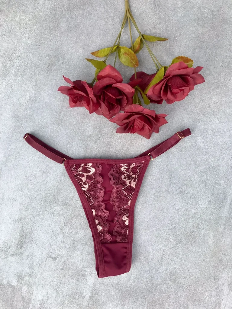 Adjustable Microfibre and Lace Thong · view 9