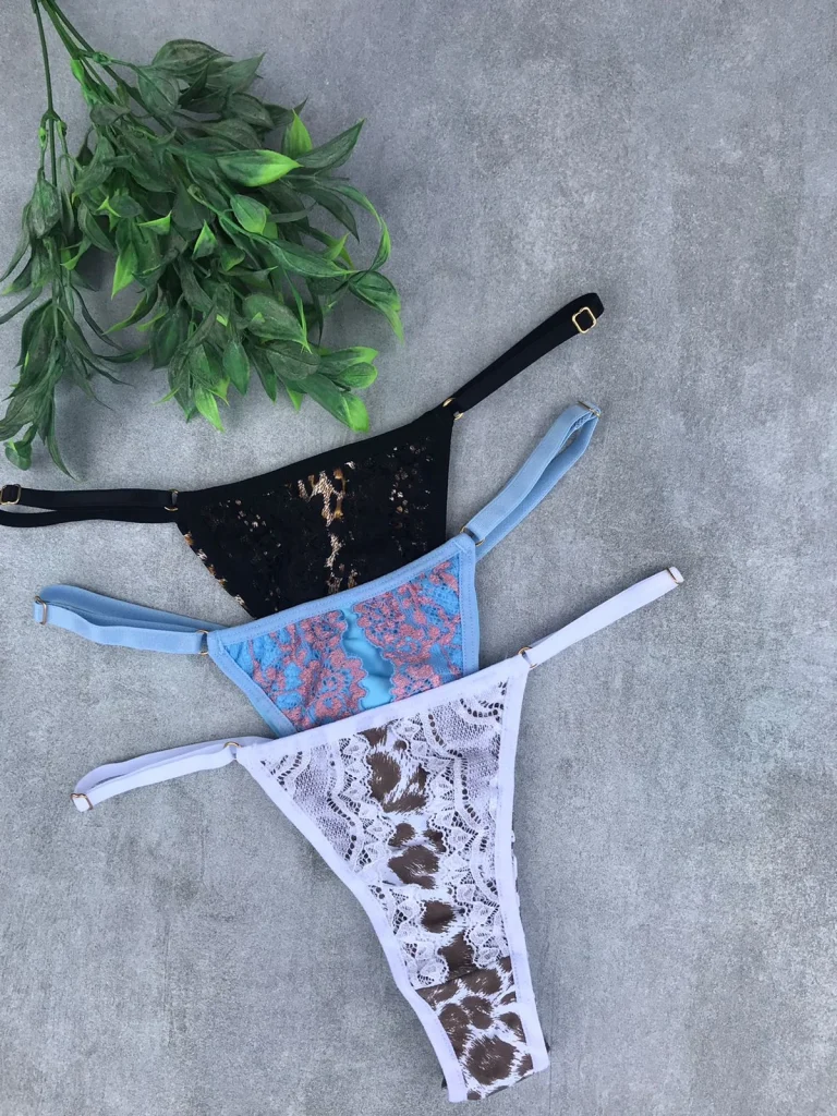 Adjustable Microfibre and Lace Thong · view 13