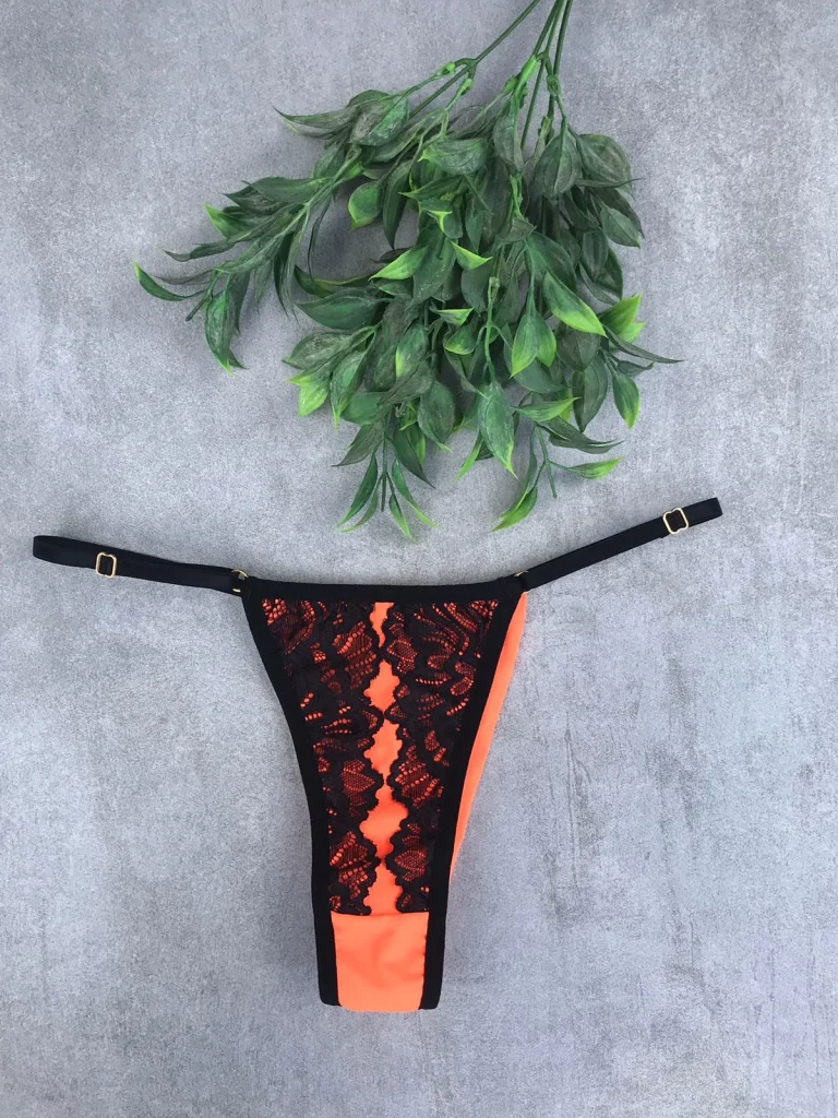 Adjustable Microfibre and Lace Thong · view 14